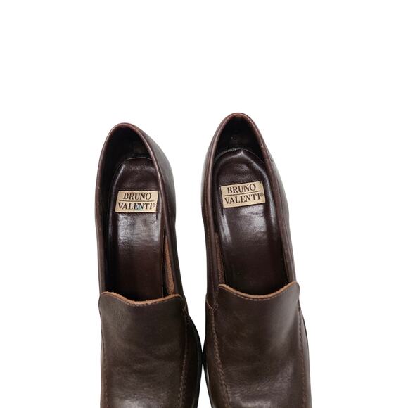 Vintage 90s 10 Brown Leather Chunky Heel Loafer Whimsygoth Square Toe Academia - Picture 6 of 6